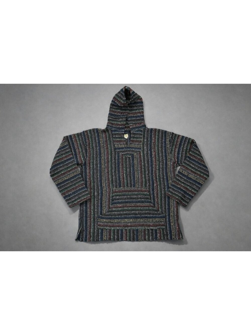 Frank’s Baja Hoodie Large Rainbow Striped, Grunge Skater Hippie drug rug blanket